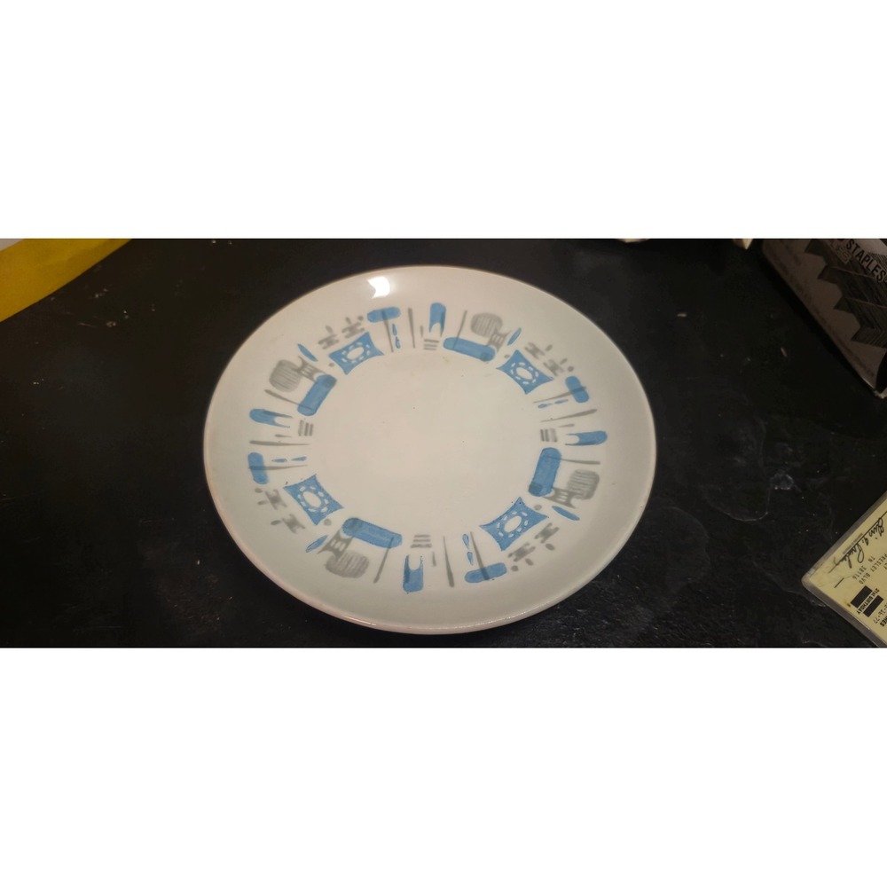 Vintage‎ MCM Atomic Blue Gray Starburst Bread Butter Plate 6.25 Inch Ceramic